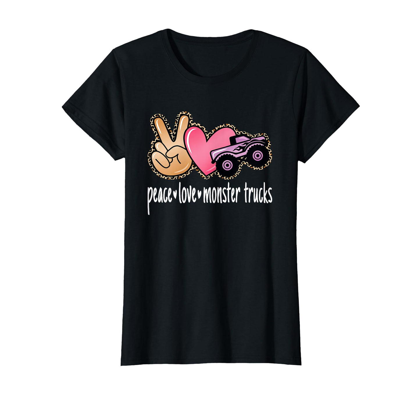 Peace Love Monster Trucks T-Shirt - Graphic Print Men Women - T-Shirt, Sweatshirt, Hoodie