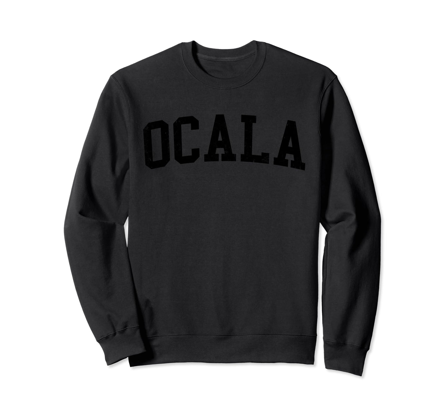 Ocala Fl Distressed Black Varsity Sweatshirt - Custom Art Print Men Women - T-Shirt, Sweatshirt, Hoodie