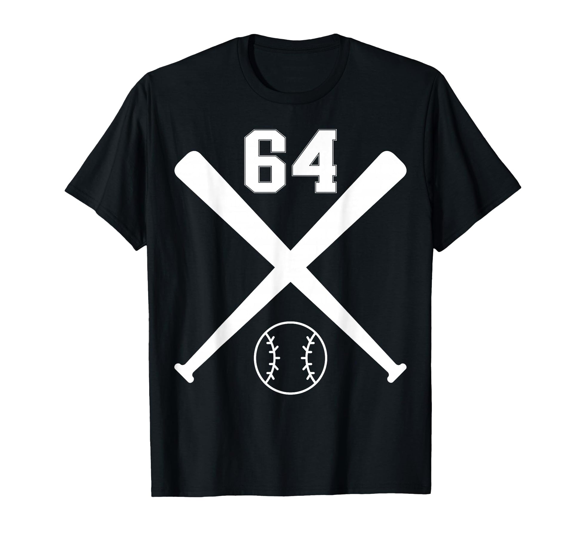 Baseball Softball Number 64 T-Shirt - Custom Art Print Unisex - T-Shirt, Sweatshirt, Hoodie
