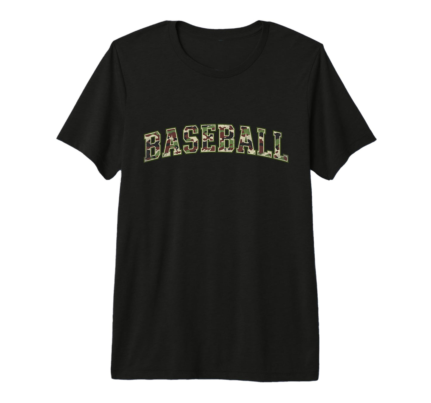 Camo Baseball Camourflage Varsity Text T-Shirt - Novelty Apparel Unisex - T-Shirt, Sweatshirt, Hoodie