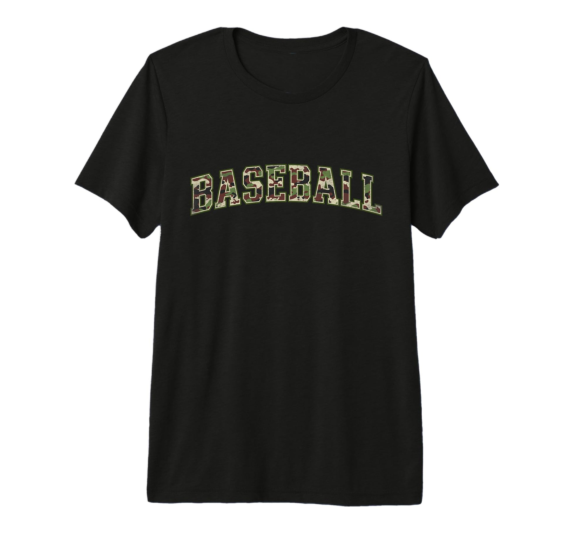 Camo Baseball Camourflage Varsity Text T-Shirt - Novelty Apparel Unisex - T-Shirt, Sweatshirt, Hoodie