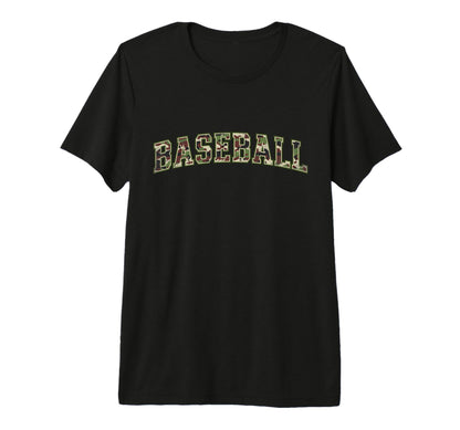 Camo Baseball Camourflage Varsity Text T-Shirt - Novelty Apparel Unisex - T-Shirt, Sweatshirt, Hoodie