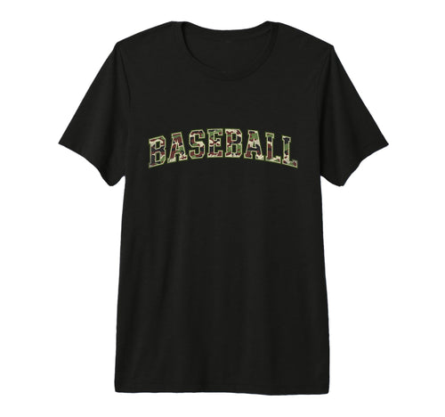 Camo Baseball Camourflage Varsity Text T-Shirt - Novelty Apparel Unisex - T-Shirt, Sweatshirt, Hoodie