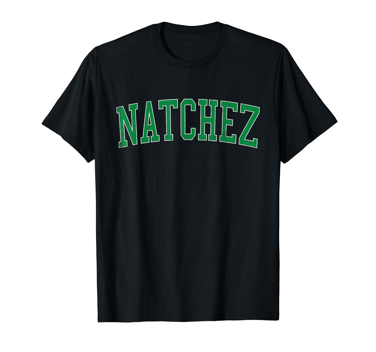 Natchez Ms Distressed Green Varsity T-Shirt - Trendy Graphic Men Women - T-Shirt, Sweatshirt, Hoodie