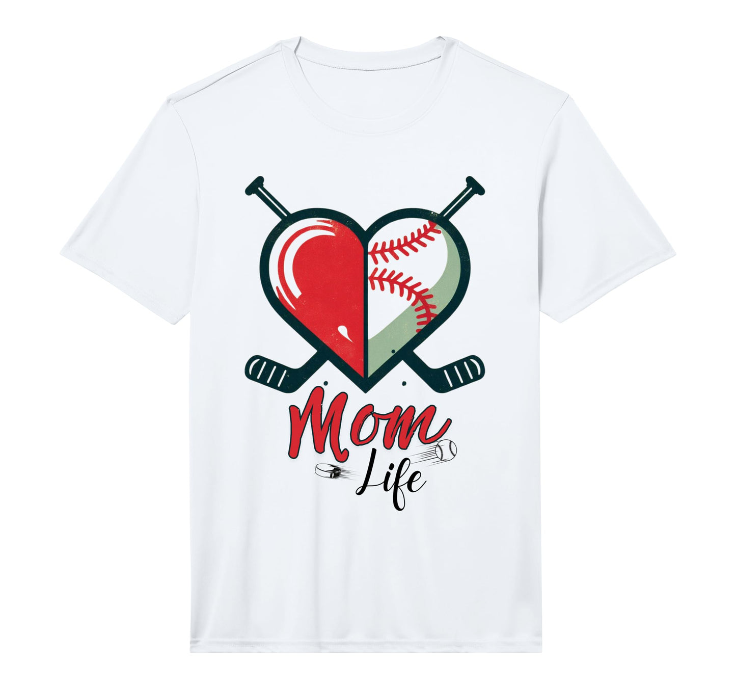 Mens Mom Life Heart Funny Baseball Hockey T-Shirt - Novelty Apparel Unisex - T-Shirt, Sweatshirt, Hoodie