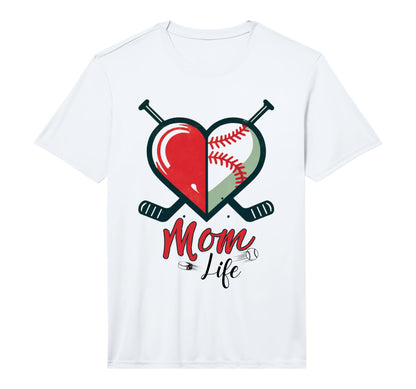 Mens Mom Life Heart Funny Baseball Hockey T-Shirt - Novelty Apparel Unisex - T-Shirt, Sweatshirt, Hoodie