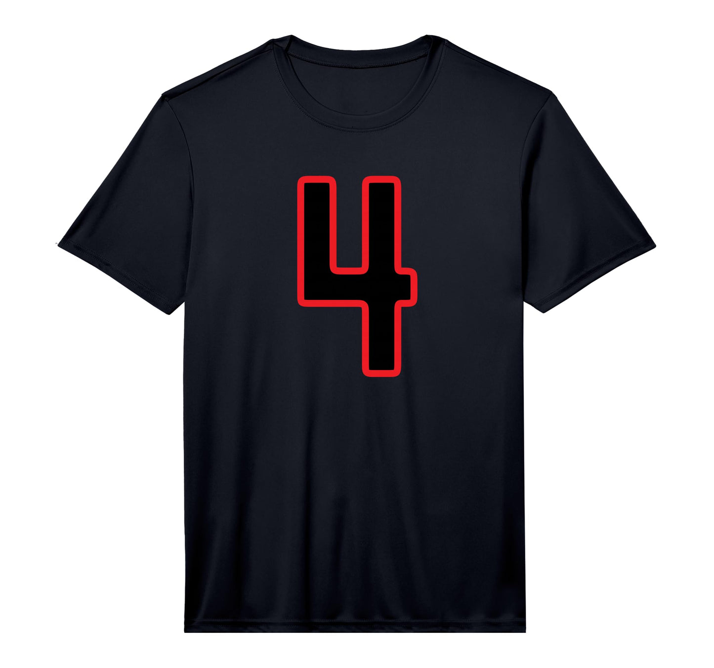 Number 4 Sports Team Red Black Varsity T-Shirt - Graphic Print Unisex - T-Shirt, Sweatshirt, Hoodie