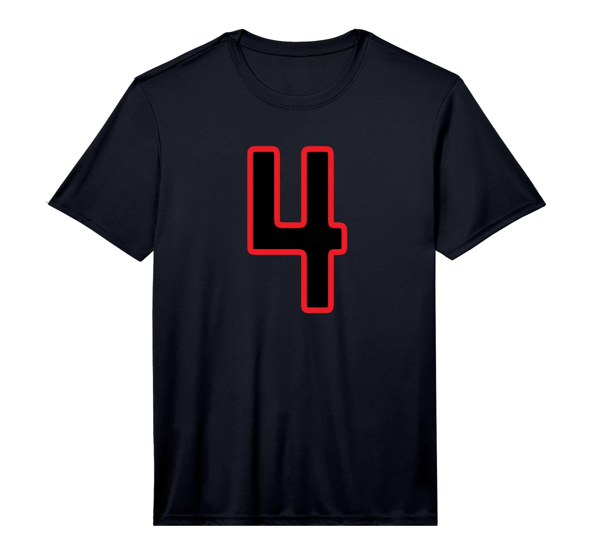 Number 4 Sports Team Red Black Varsity T-Shirt - Graphic Print Unisex - T-Shirt, Sweatshirt, Hoodie