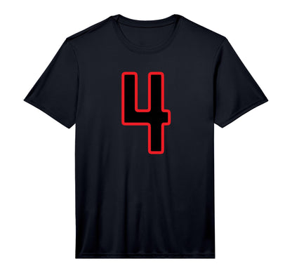 Number 4 Sports Team Red Black Varsity T-Shirt - Graphic Print Unisex - T-Shirt, Sweatshirt, Hoodie