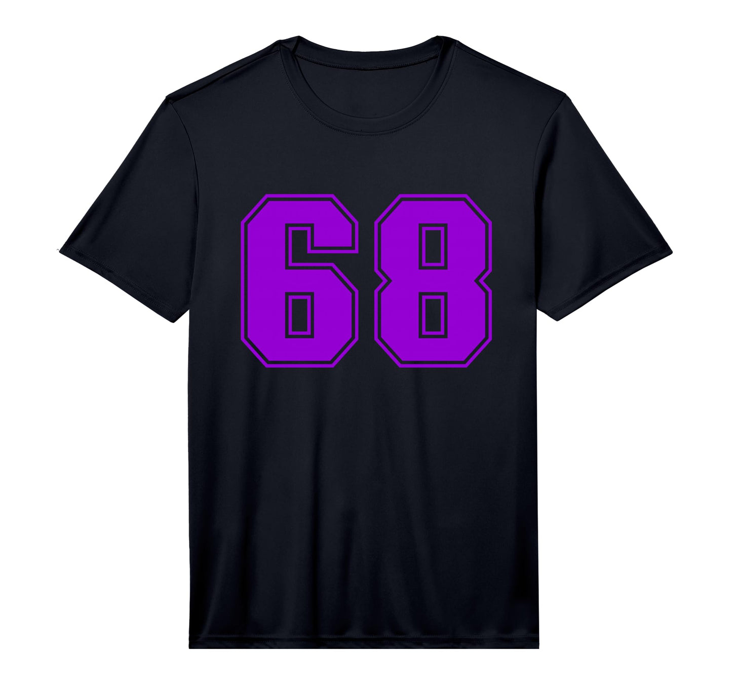 Number 68 Purple Sports Team T-Shirt - Fun Novelty Design for Adults - T-Shirt, Sweatshirt, Hoodie