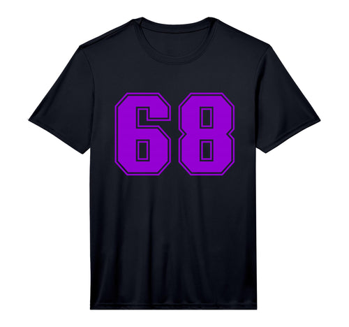 Number 68 Purple Sports Team T-Shirt - Fun Novelty Design for Adults - T-Shirt, Sweatshirt, Hoodie