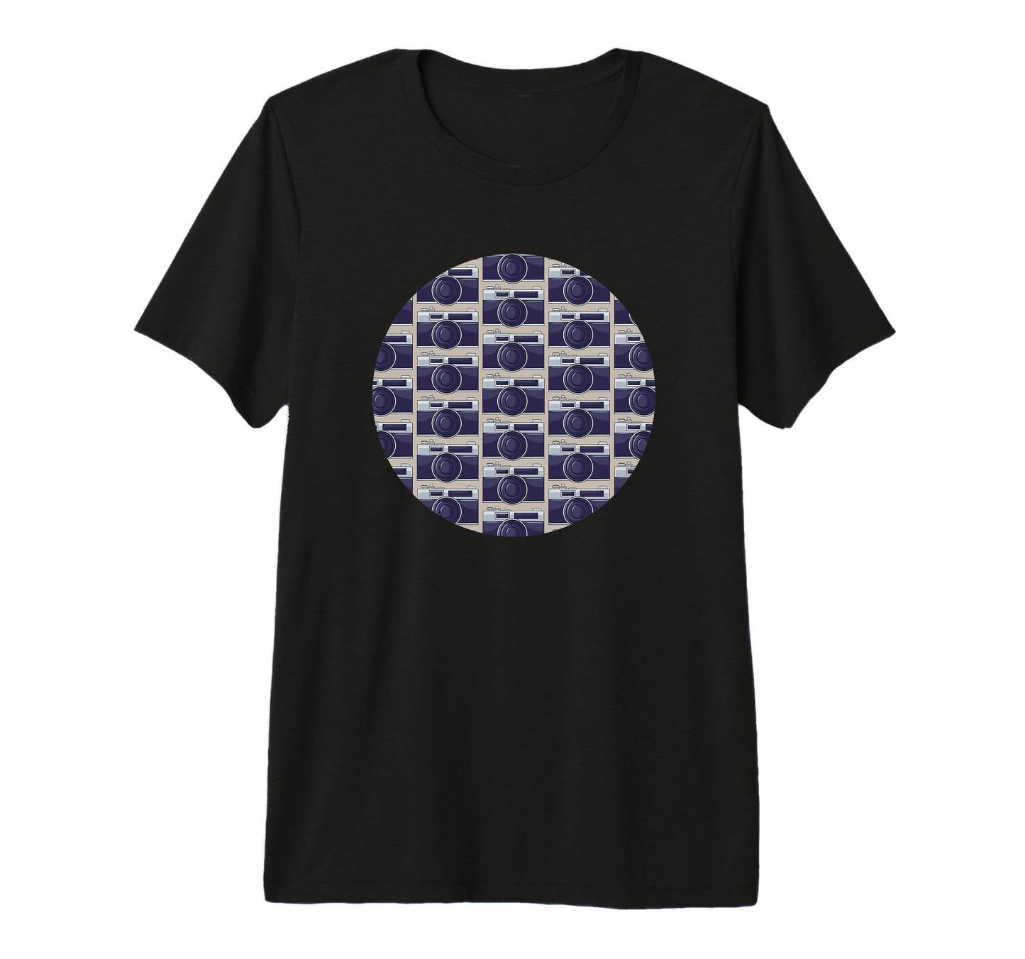Old Camera Pattern Grey Background T-Shirt - Minimalist Print for Adults - T-Shirt, Sweatshirt, Hoodie