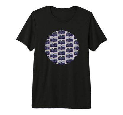 Old Camera Pattern Grey Background T-Shirt - Minimalist Print for Adults - T-Shirt, Sweatshirt, Hoodie