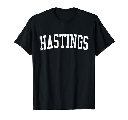 Hastings Ne Distressed White Varsity T-Shirt - Fun Novelty Design Men Women - T-Shirt, Sweatshirt, Hoodie