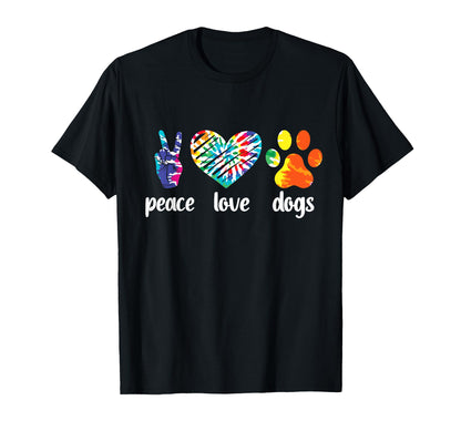 Peace Love Dogs Paws Tie Dye Rainbow T-Shirt - Graphic Print for Adults - T-Shirt, Sweatshirt, Hoodie