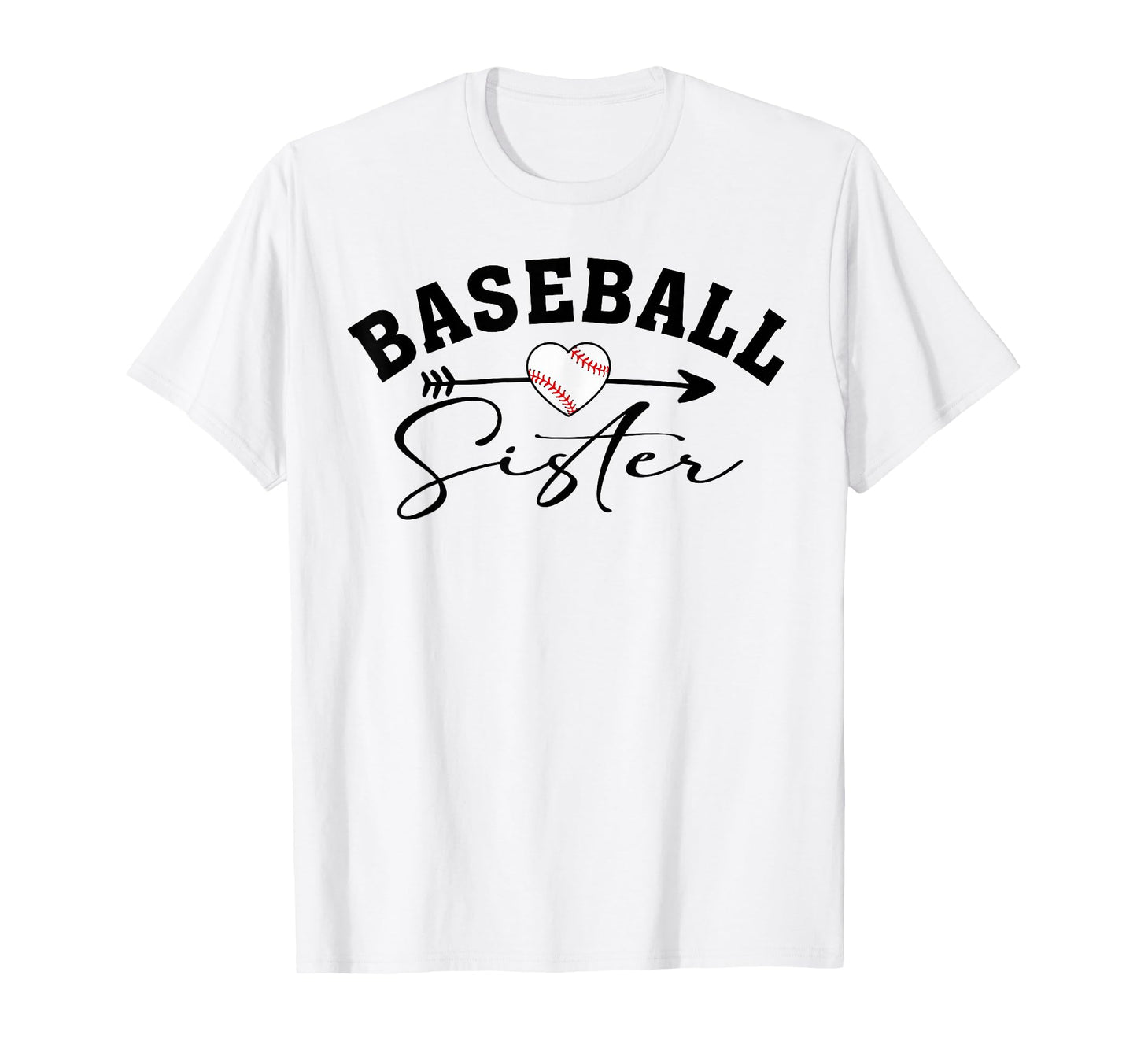 Baseball Sister Heart Baseball Player T-Shirt - Trendy Graphic for Adults - T-Shirt, Sweatshirt, Hoodie