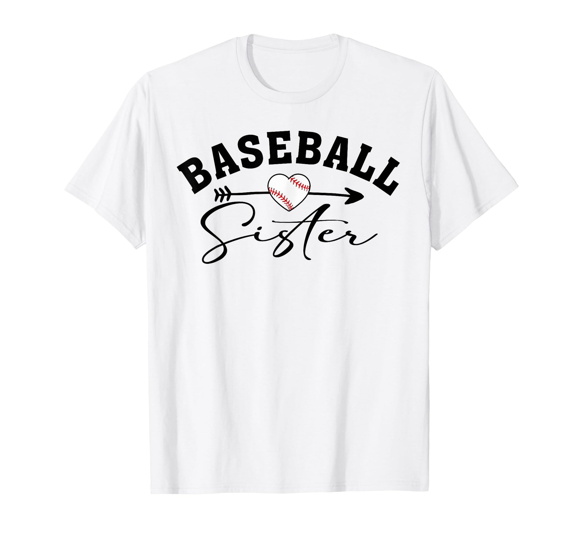 Baseball Sister Heart Baseball Player T-Shirt - Trendy Graphic for Adults - T-Shirt, Sweatshirt, Hoodie