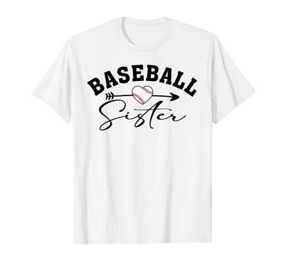 Baseball Sister Heart Baseball Player T-Shirt - Trendy Graphic for Adults - T-Shirt, Sweatshirt, Hoodie