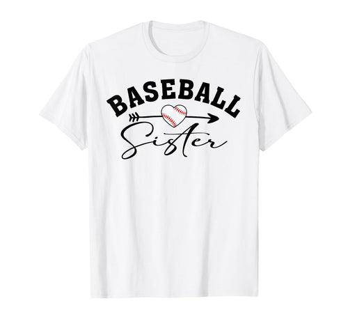 Baseball Sister Heart Baseball Player T-Shirt - Trendy Graphic for Adults - T-Shirt, Sweatshirt, Hoodie
