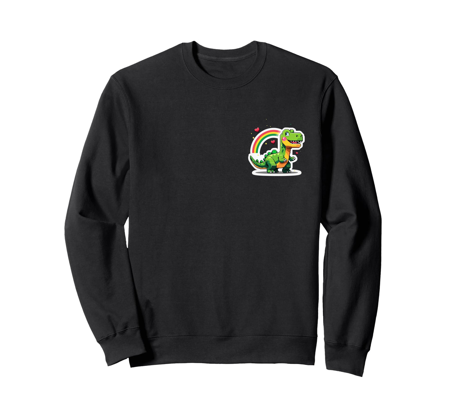 Pixel Dinosaur Rainbow Aesthetic Sweatshirt - Minimalist Print Unisex - T-Shirt, Sweatshirt, Hoodie