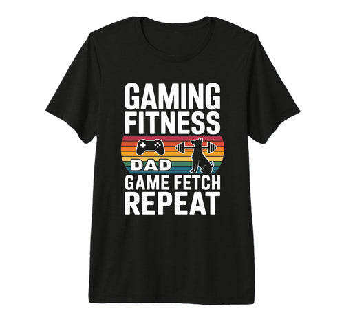 Gaming Fitness Dad Game Fetch Repeat Dog T-Shirt - Minimalist Print Unisex - T-Shirt, Sweatshirt, Hoodie