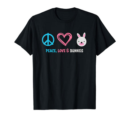 Bunny Peace Love And Bunnies T-Shirt - Aesthetic Graphic Men Women - T-Shirt, Sweatshirt, Hoodie