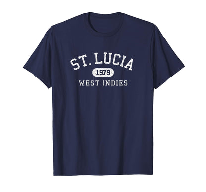 St Lucia Varsity Arched Text Mens Womens T-Shirt - Graphic Print Men Women - T-Shirt, Sweatshirt, Hoodie