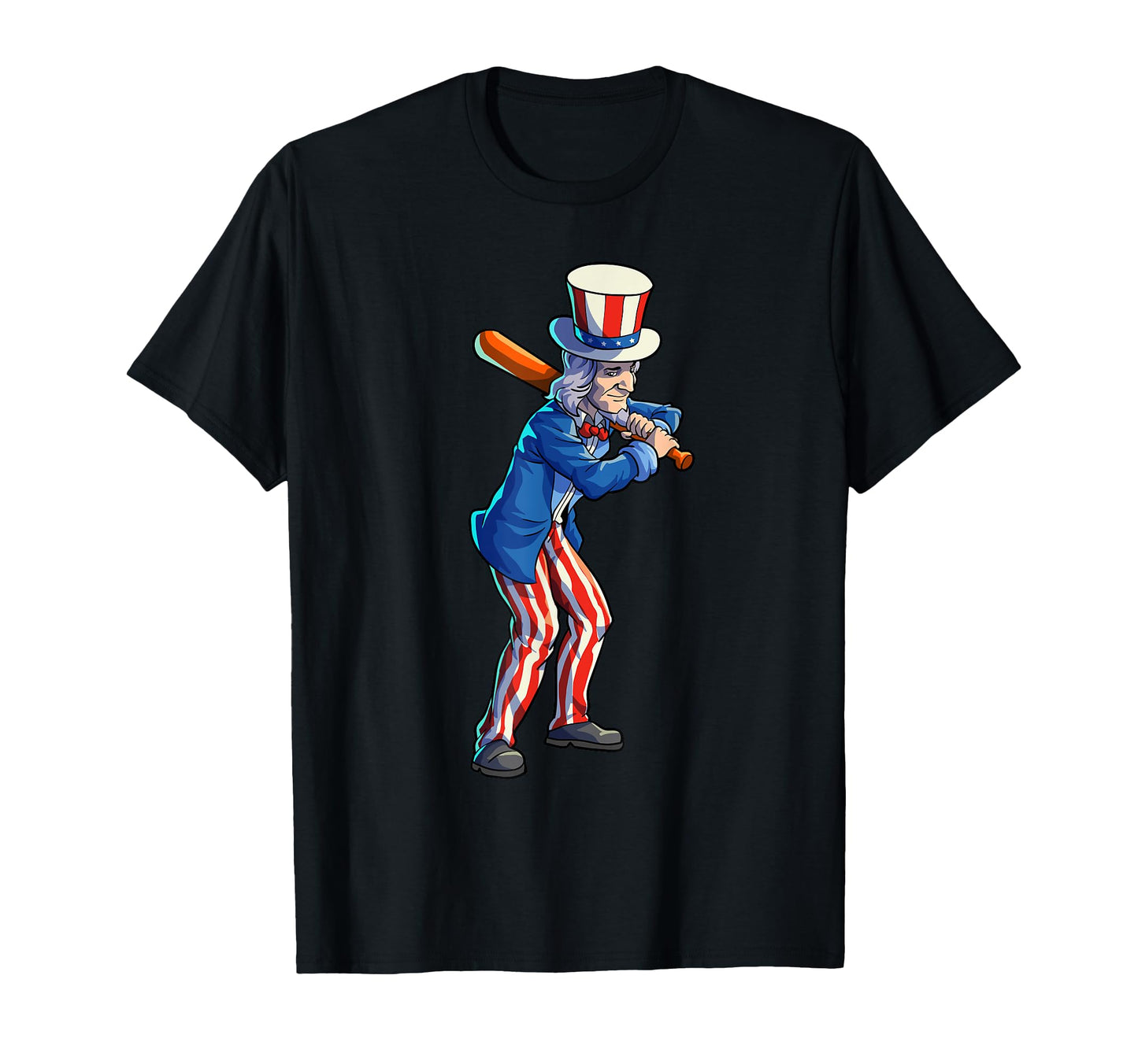 Baseball Uncle Sam 4Th July American T-Shirt - Novelty Apparel for Adults - T-Shirt, Sweatshirt, Hoodie