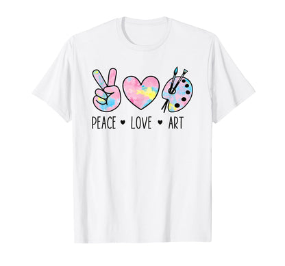 Peace Love Art Pastel Rainbow Tie T-Shirt - Fun Novelty Design Men Women - T-Shirt, Sweatshirt, Hoodie