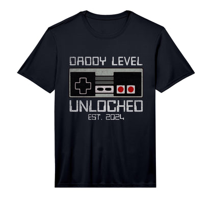 Mens Daddy Level Unlocked 2024 T-Shirt - Fun Novelty Design for Adults - T-Shirt, Sweatshirt, Hoodie