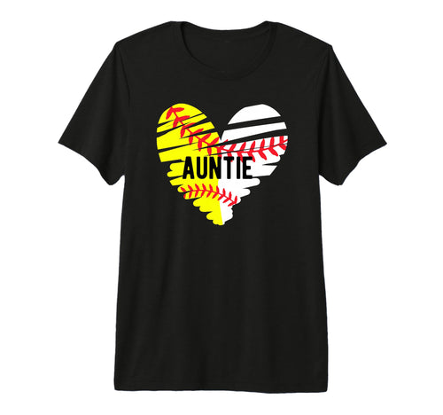 Baseball Softball Auntie Heart Softball T-Shirt - Streetwear Style Unisex - T-Shirt, Sweatshirt, Hoodie