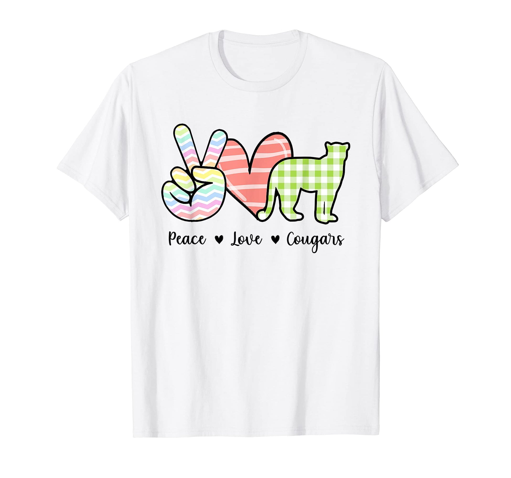 Peace Love Cougars Caro T-Shirt - Minimalist Print for Adults - T-Shirt, Sweatshirt, Hoodie