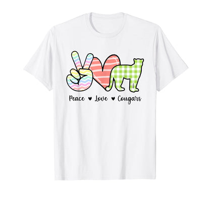 Peace Love Cougars Caro T-Shirt - Minimalist Print for Adults - T-Shirt, Sweatshirt, Hoodie