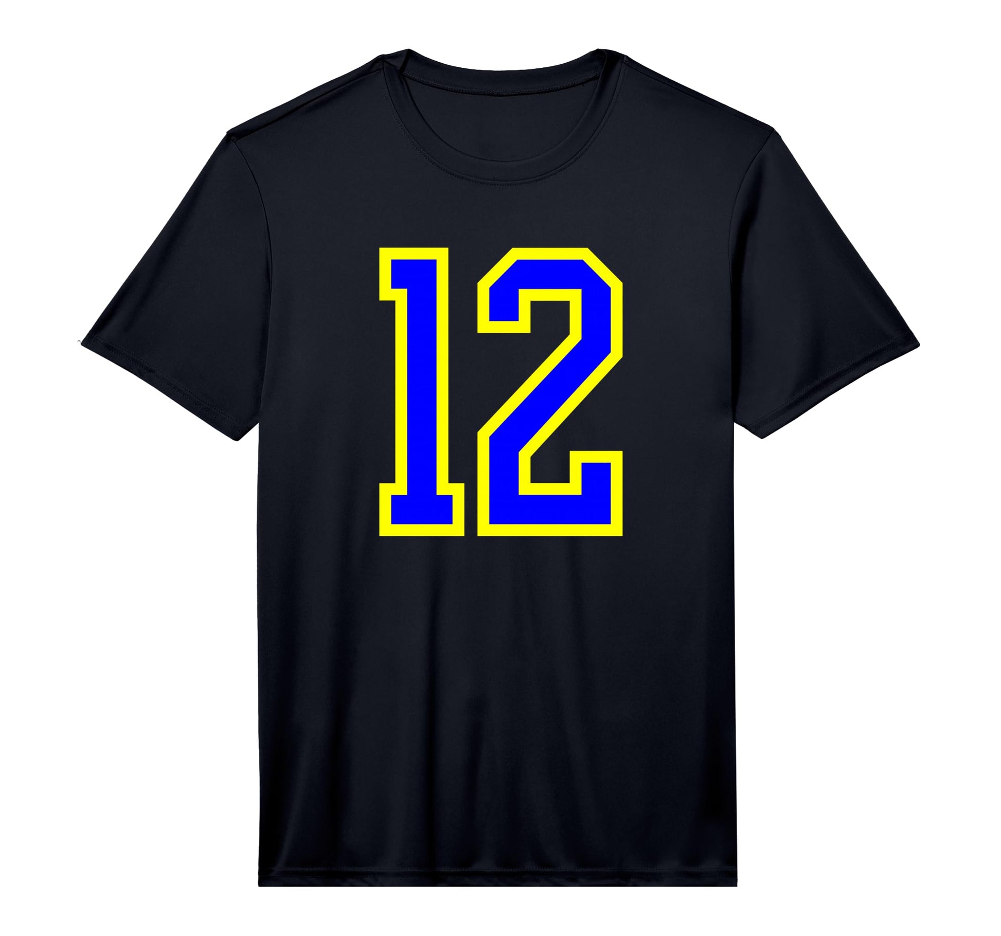 Blue Yellow Sport Team Number 12 T-Shirt - Novelty Apparel Unisex - T-Shirt, Sweatshirt, Hoodie