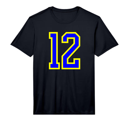 Blue Yellow Sport Team Number 12 T-Shirt - Novelty Apparel Unisex - T-Shirt, Sweatshirt, Hoodie
