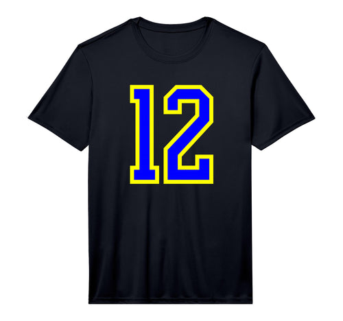 Blue Yellow Sport Team Number 12 T-Shirt - Novelty Apparel Unisex - T-Shirt, Sweatshirt, Hoodie
