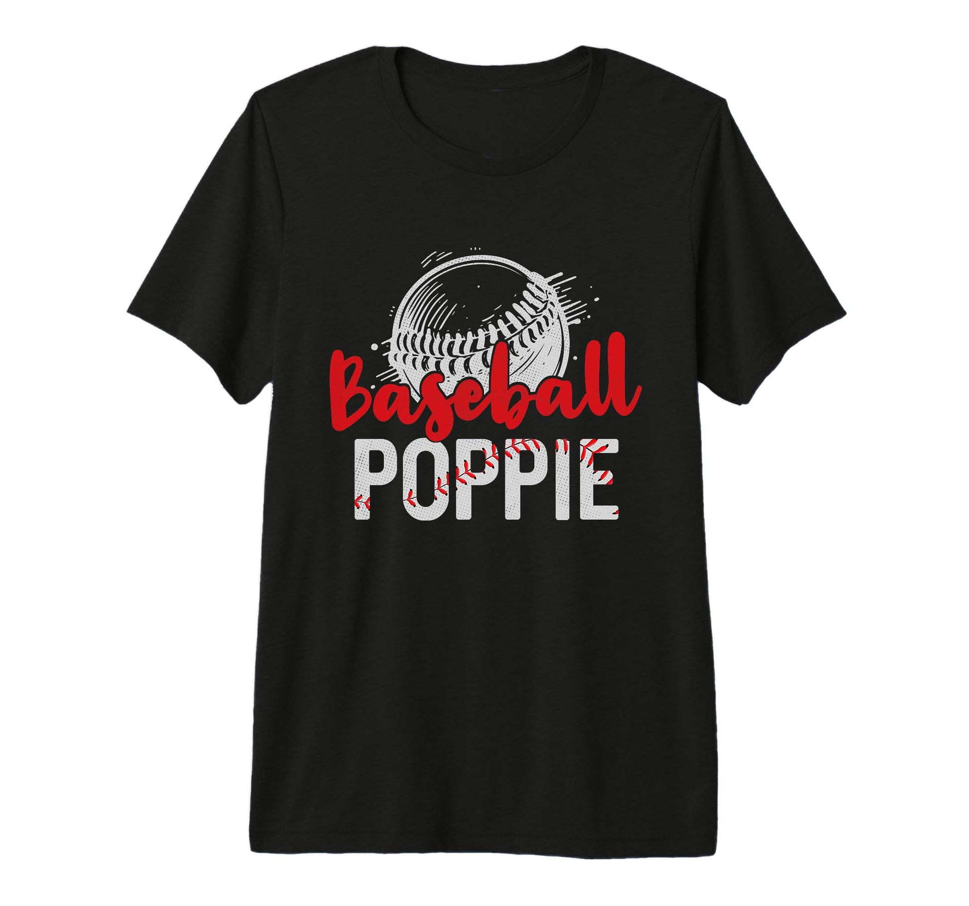 Mens Baseball Poppie Fathers Day Dad T-Shirt - Custom Art Print Men Women - T-Shirt, Sweatshirt, Hoodie
