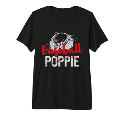 Mens Baseball Poppie Fathers Day Dad T-Shirt - Custom Art Print Men Women - T-Shirt, Sweatshirt, Hoodie