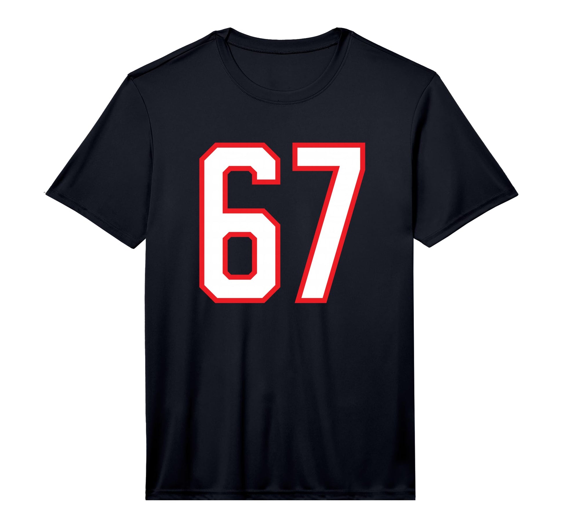 White Red Sports Team Number 67 T-Shirt - Casual Everyday Wear Unisex - T-Shirt, Sweatshirt, Hoodie