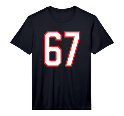 White Red Sports Team Number 67 T-Shirt - Casual Everyday Wear Unisex - T-Shirt, Sweatshirt, Hoodie
