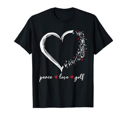 Heart Peace Love Golf Player Sport T-Shirt - Unique Graphic Men Women - T-Shirt, Sweatshirt, Hoodie