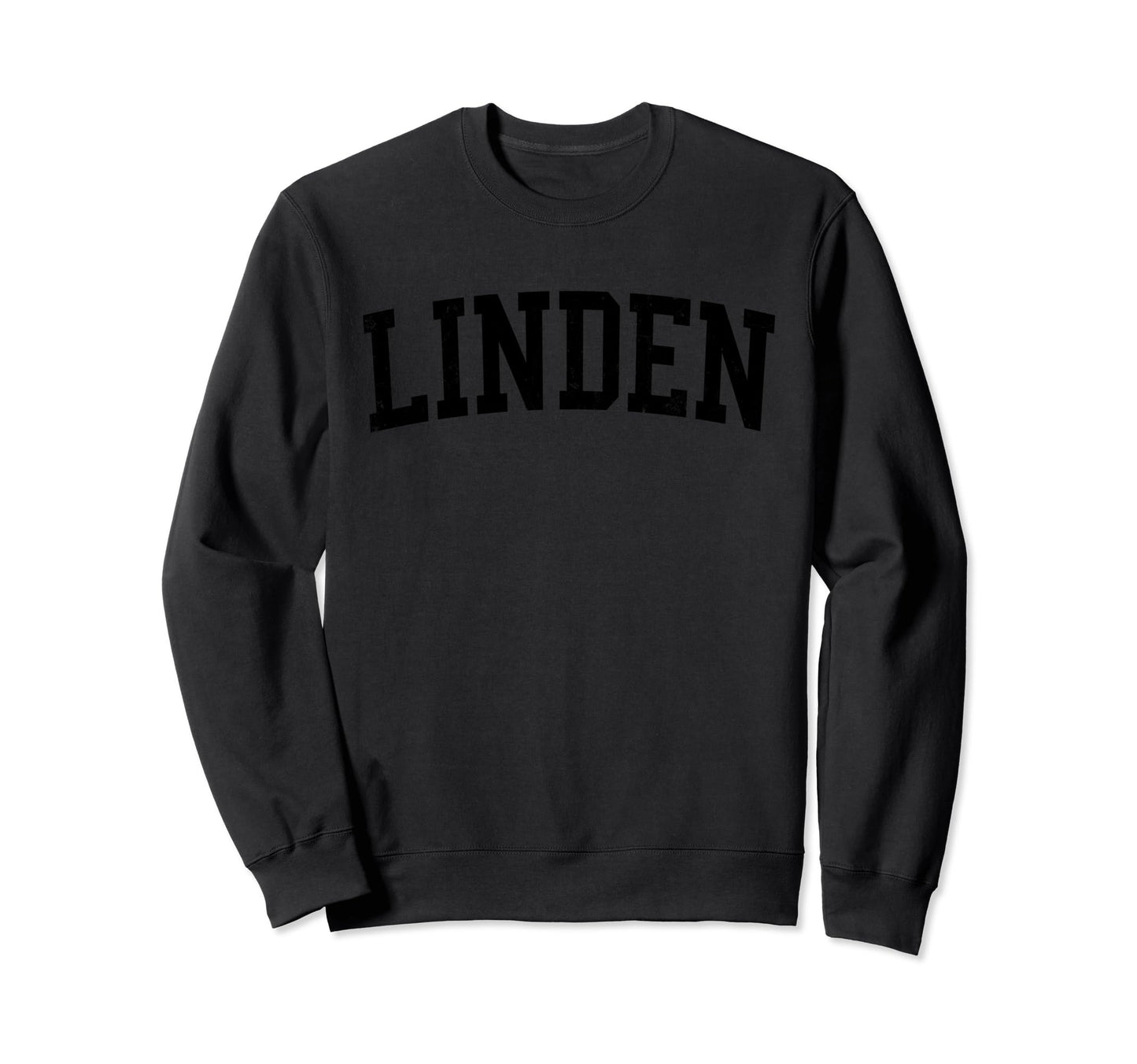 Linden Nj Distressed Black Varsity Sweatshirt - Aesthetic Graphic Unisex - T-Shirt, Sweatshirt, Hoodie