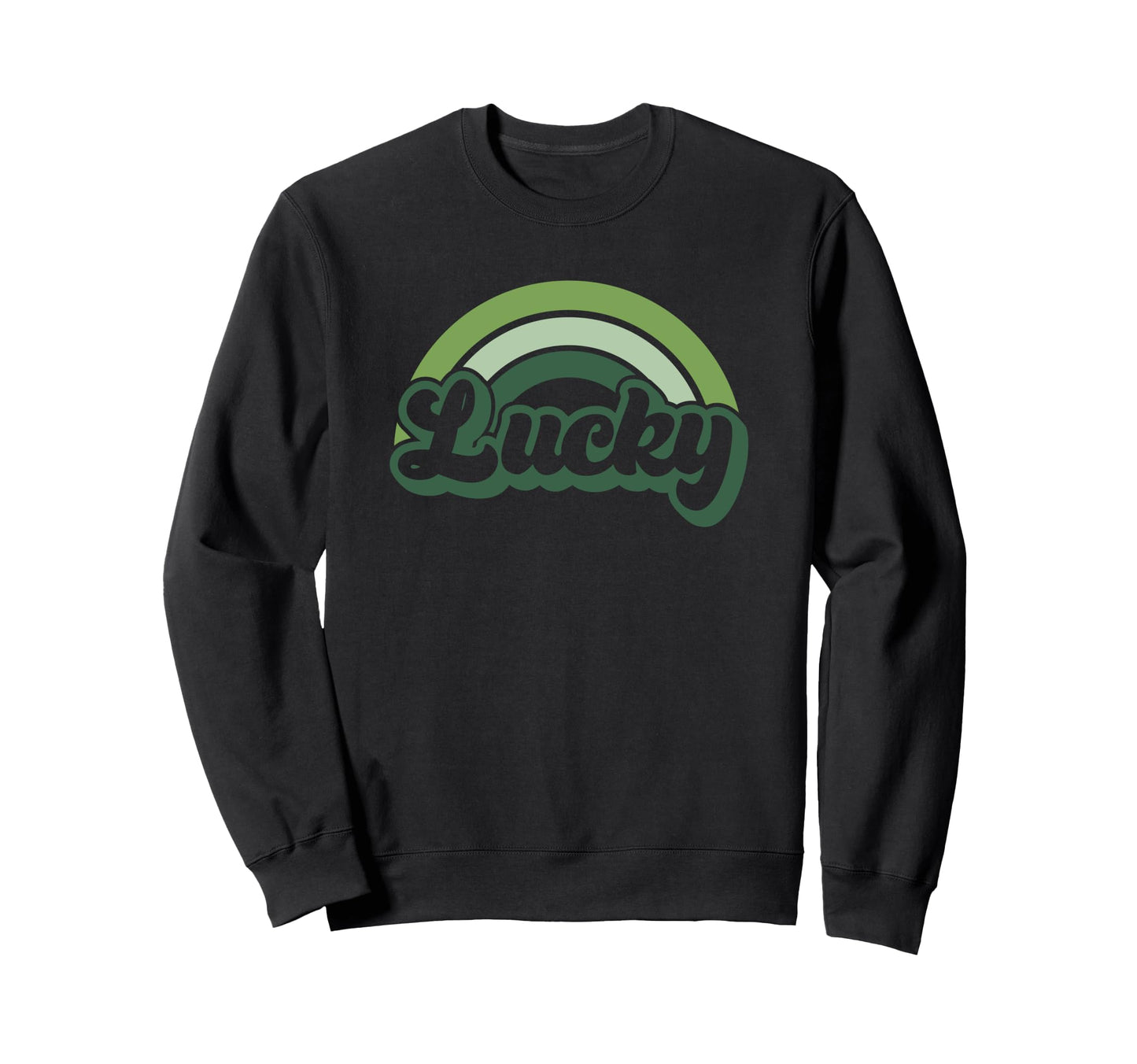 Lucky Green St Patricks Day Rainbow Sweatshirt - Minimalist Print Unisex - T-Shirt, Sweatshirt, Hoodie