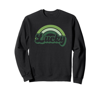 Lucky Green St Patricks Day Rainbow Sweatshirt - Minimalist Print Unisex - T-Shirt, Sweatshirt, Hoodie