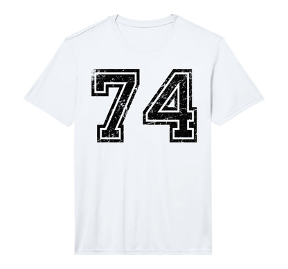 Number 74 Black Sports Team Number T-Shirt - Fun Novelty Design for Adults - T-Shirt, Sweatshirt, Hoodie