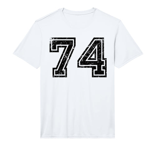 Number 74 Black Sports Team Number T-Shirt - Fun Novelty Design for Adults - T-Shirt, Sweatshirt, Hoodie