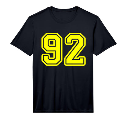 Number 92 Yellow Sports Team Number T-Shirt - Custom Art Print Men Women - T-Shirt, Sweatshirt, Hoodie