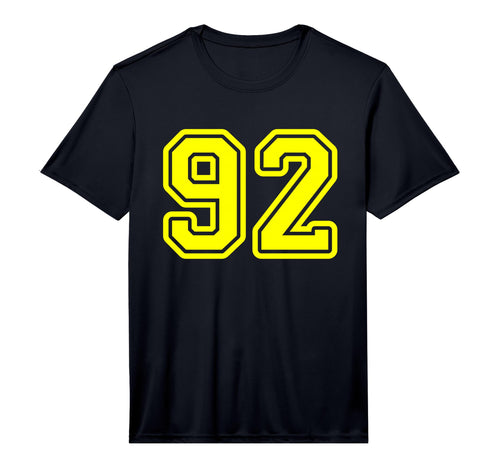 Number 92 Yellow Sports Team Number T-Shirt - Custom Art Print Men Women - T-Shirt, Sweatshirt, Hoodie