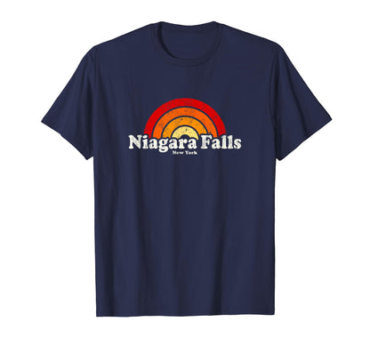 Niagara Falls New York Ny 70S Rainbow T-Shirt - Unique Graphic Unisex - T-Shirt, Sweatshirt, Hoodie