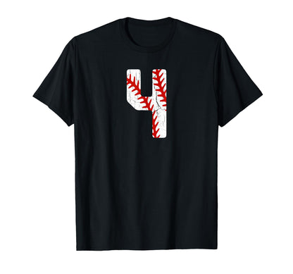 Baseball Player Jersey Number 4 4 T-Shirt - Custom Art Print for Adults - T-Shirt, Sweatshirt, Hoodie